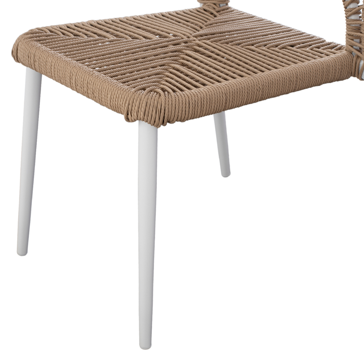 WHITE ALUMINUM CHAIR WITH PE ROPE BEIGE HM5770.01 45x63x82Y cm. [10]