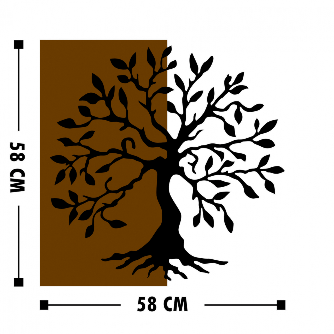 WOOD WALL DECORATION WITH METALLIC TREE 58X58 HM7220 [2]