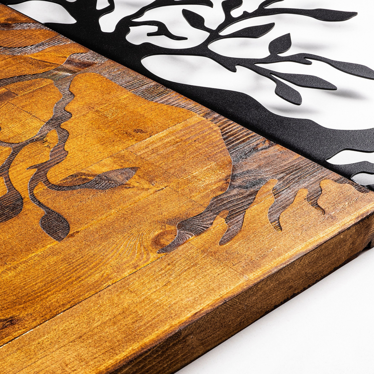 WOOD WALL DECORATION WITH METALLIC TREE 58X58 HM7220 [4]