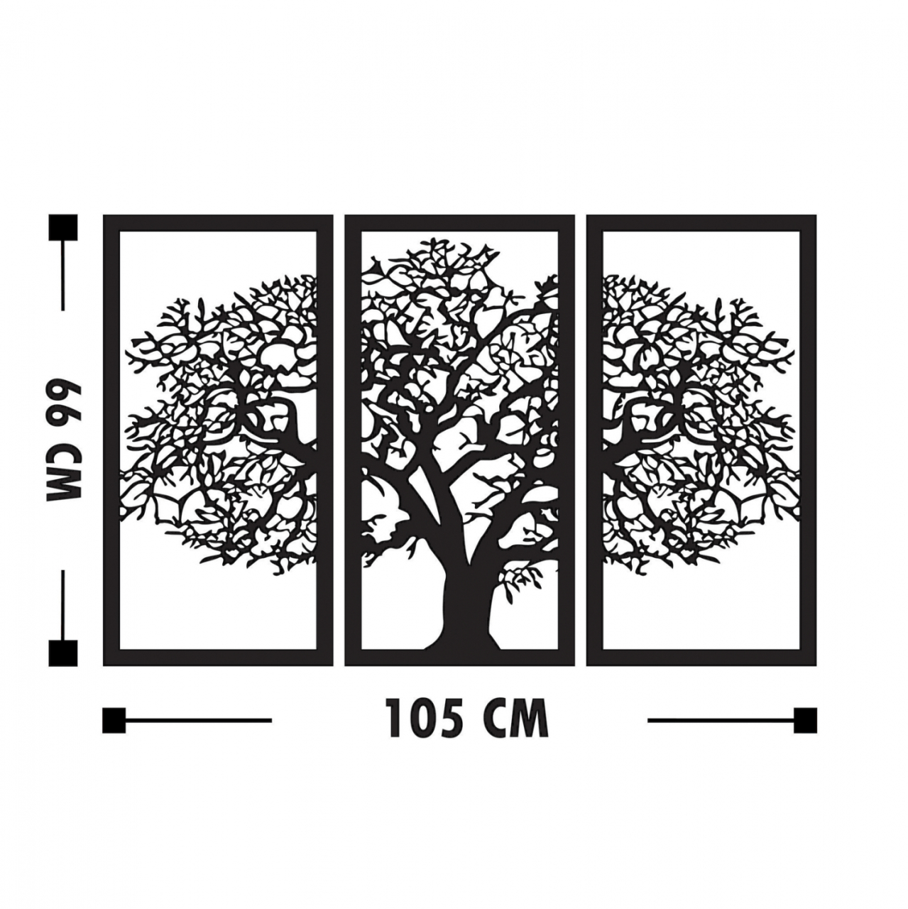 WOODEN BLACK WALL DECORATION WITH TREE 105X66 HM7221 [2]