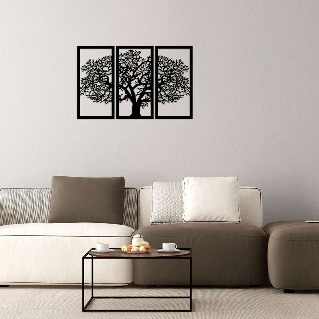 WOODEN BLACK WALL DECORATION WITH TREE 105X66 HM7221 [3]
