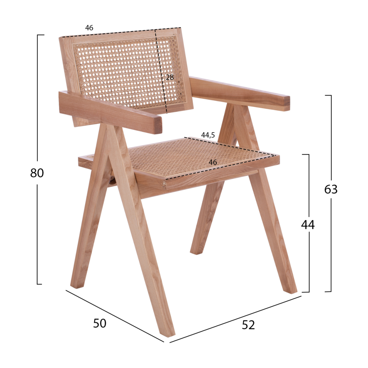 WOODEN CHAIR BLAIRE WITH ARMS HM8916.01 52x50x80Y cm. [2]