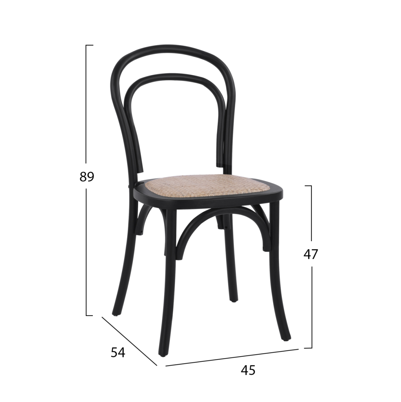 Wooden chair Vienna type Aliyah Stackable from beech wood black matte HM8644.02 45x54x89 cm [2]