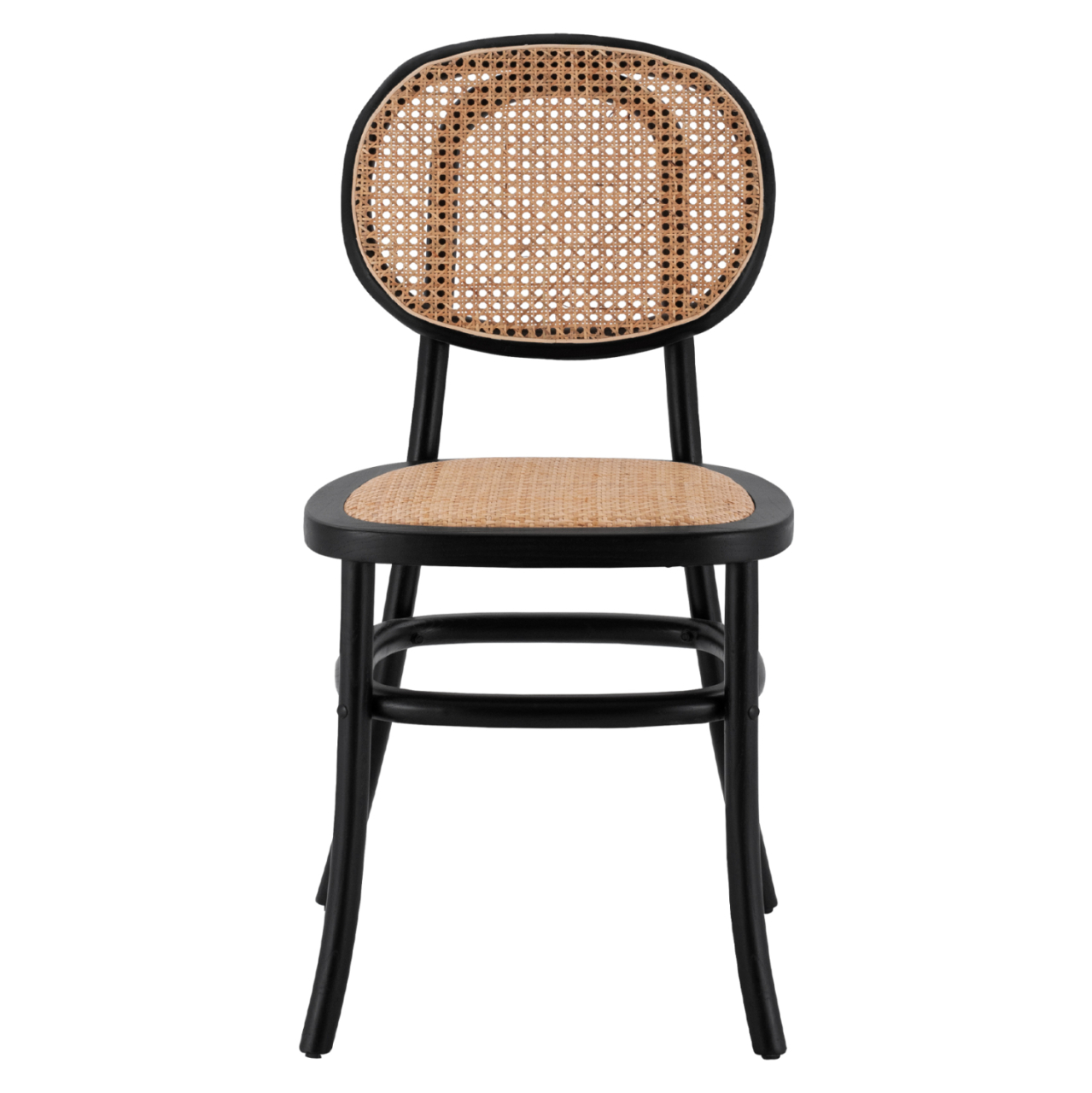 Wooden chair with rattan in black color HM8747 44x51x87cm [3]
