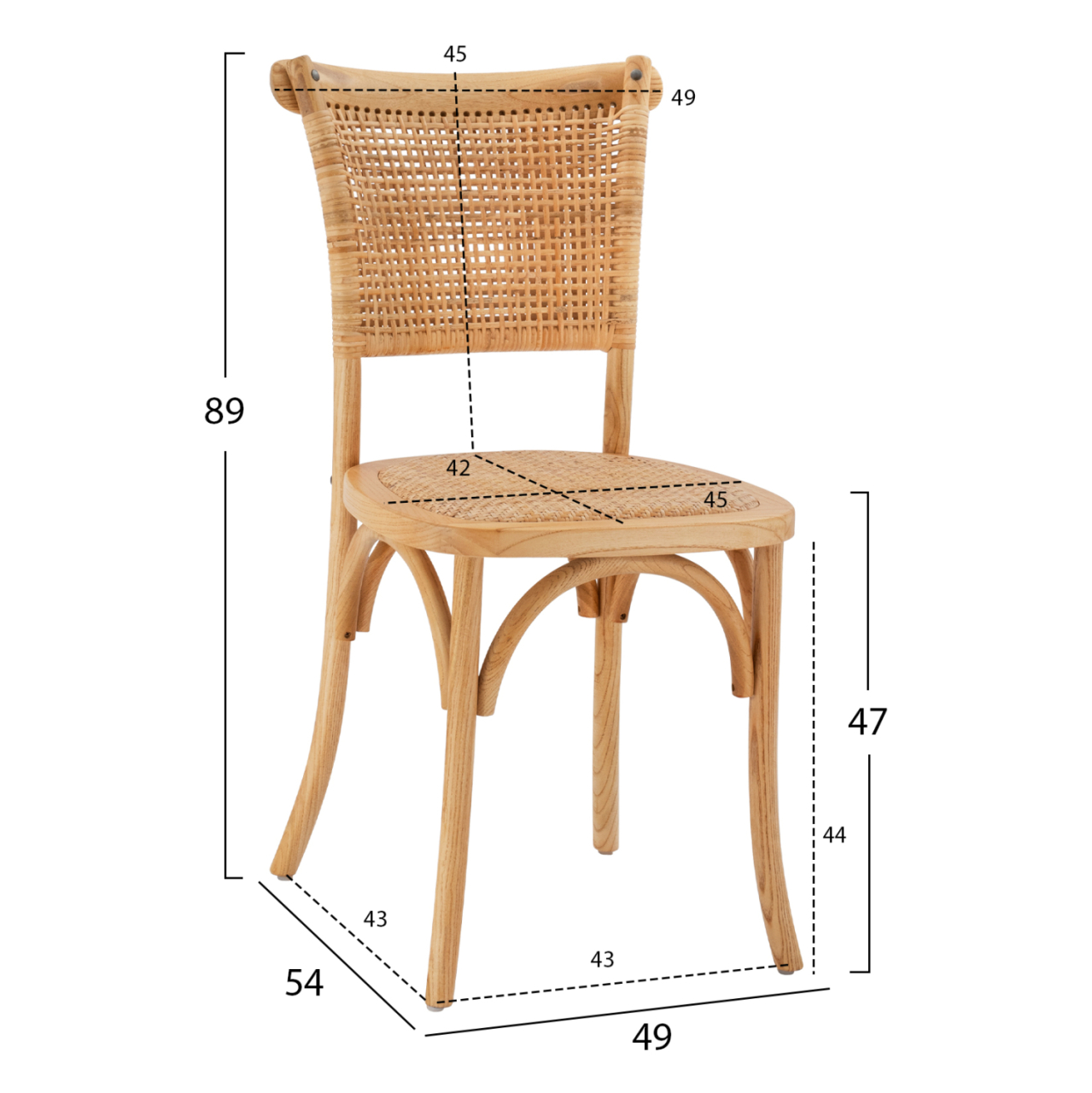 Wooden chair with rattan in natural shade HM8752.01 49x54x89cm [2]