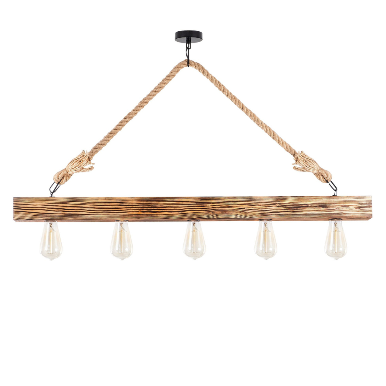 WOODEN PENDANT LIGHT WITH ROPE DETAILS HM7263 100Χ7Χ53 cm. [4]