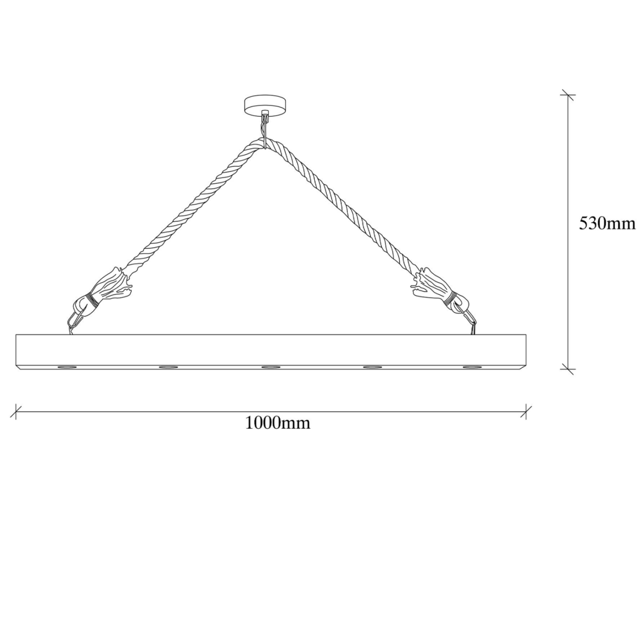 WOODEN PENDANT LIGHT WITH ROPE DETAILS HM7263 100Χ7Χ53 cm. [2]