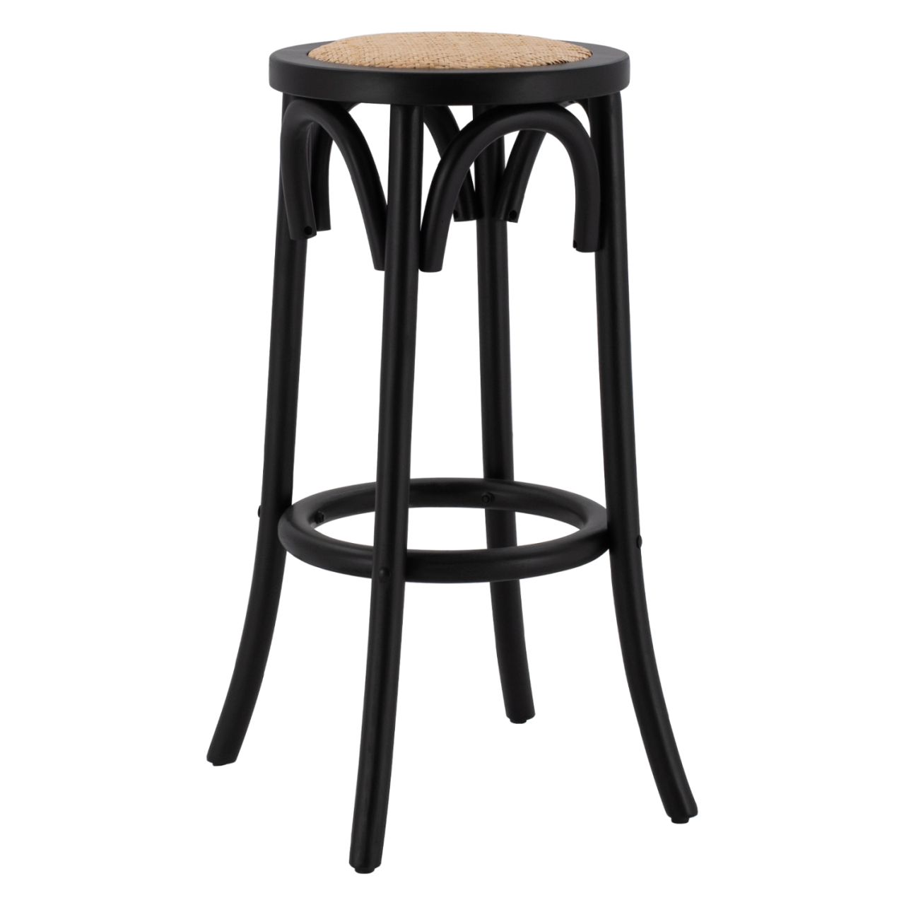 Wooden stool from beech wood black wuth mat 36'x70xm HM8751.02 [4]