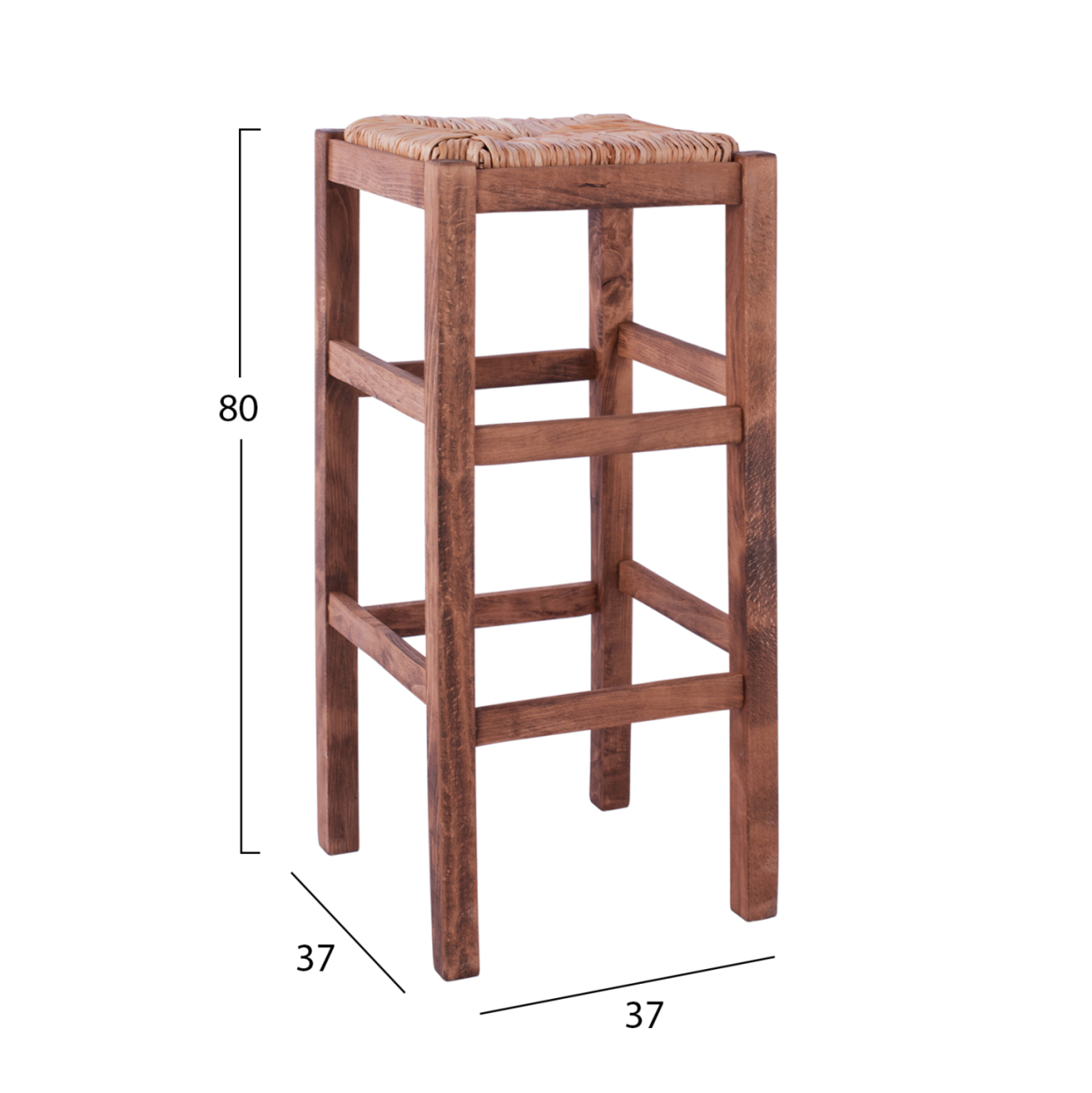 Wooden stool without back with straw HM10378.01 [2]