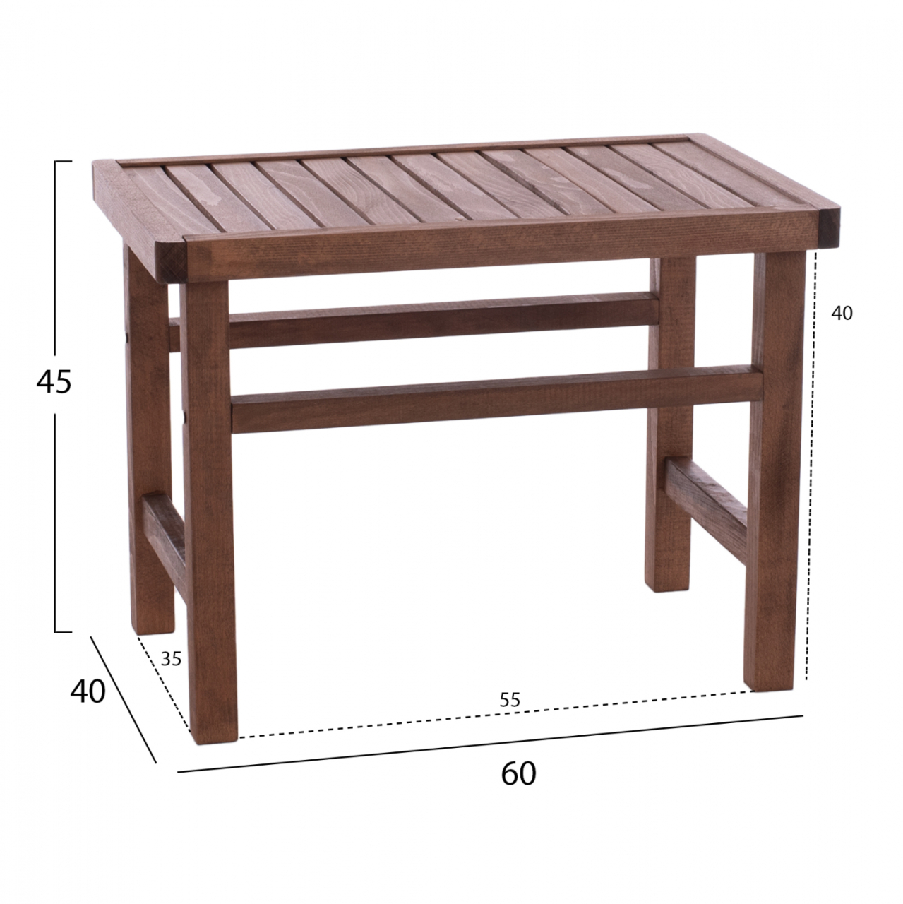 WOODEN TABLE-STOOL WALNUT 60Χ40X45Υ cm. [2]
