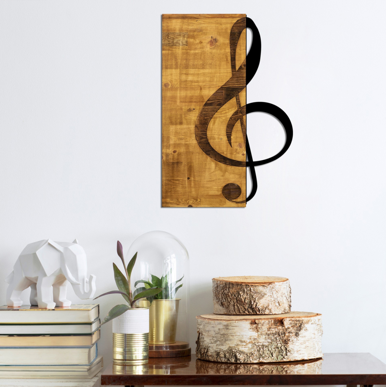Wooden Wall Decoration with Black Metal Sol Key HM7222 39x58 cm. [4]