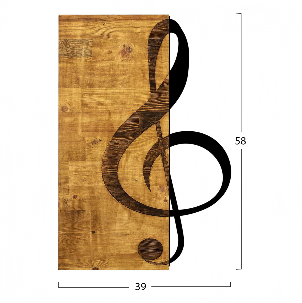 Wooden Wall Decoration with Black Metal Sol Key HM7222 39x58 cm. [2]