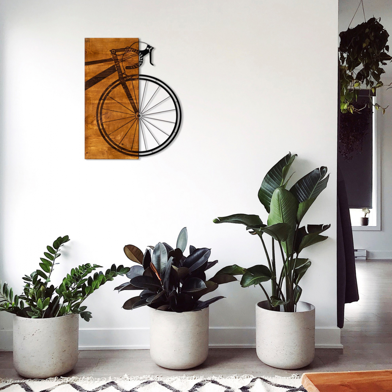 WOODEN WALL DECORATION WITH METALLIC BICYCLE 45X58 HM7224 [4]