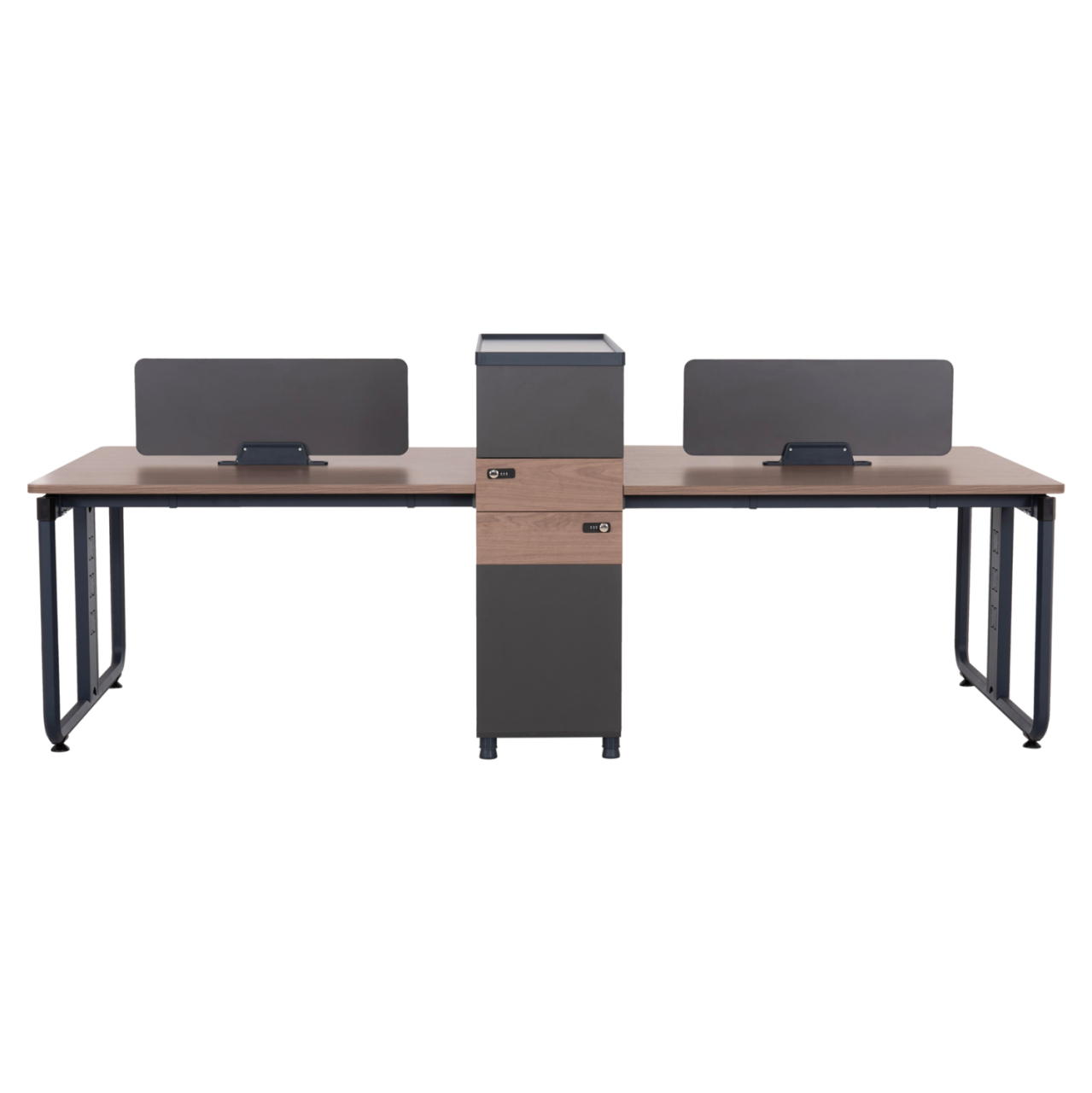 WORKSTATION 4-SEATER MAVIX HM2158 MELAMINE-METAL IN GREY/WALNUT 280x123x110Hcm. [3]
