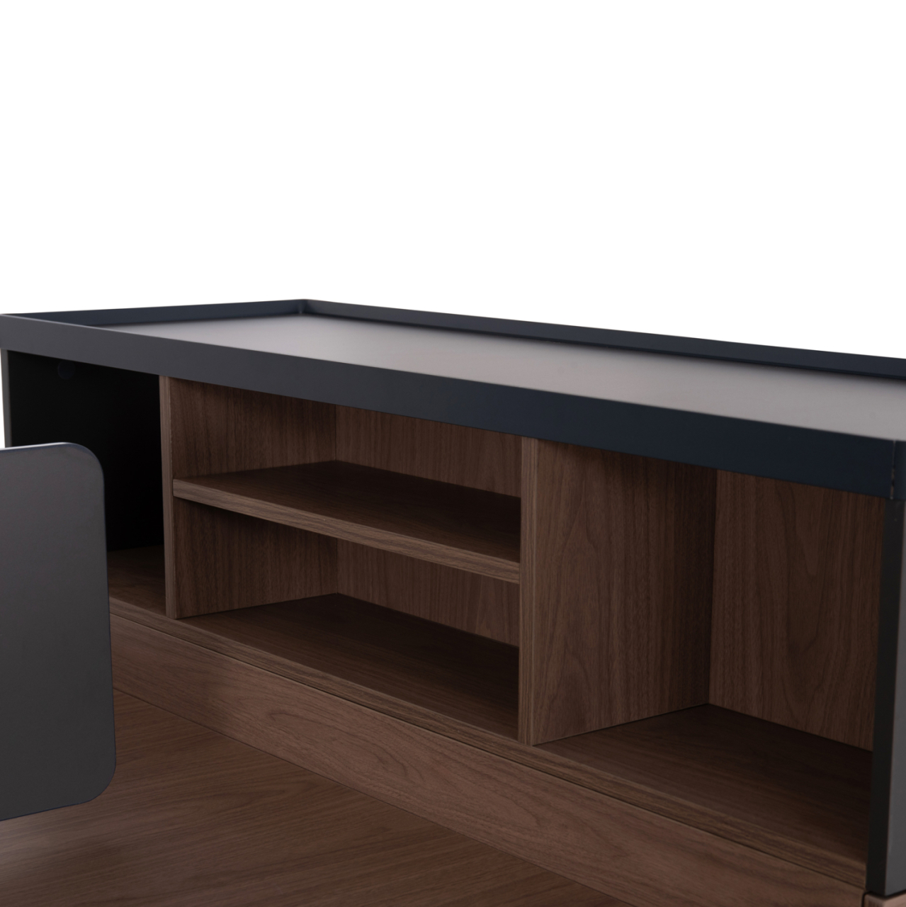 WORKSTATION 4-SEATER MAVIX HM2158 MELAMINE-METAL IN GREY/WALNUT 280x123x110Hcm. [6]