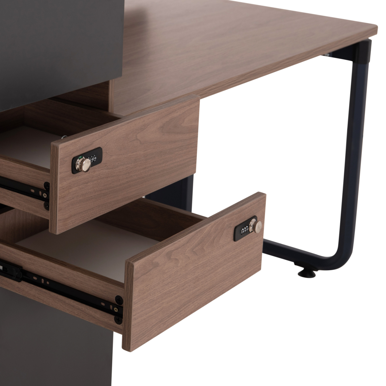 WORKSTATION 4-SEATER MAVIX HM2158 MELAMINE-METAL IN GREY/WALNUT 280x123x110Hcm. [8]