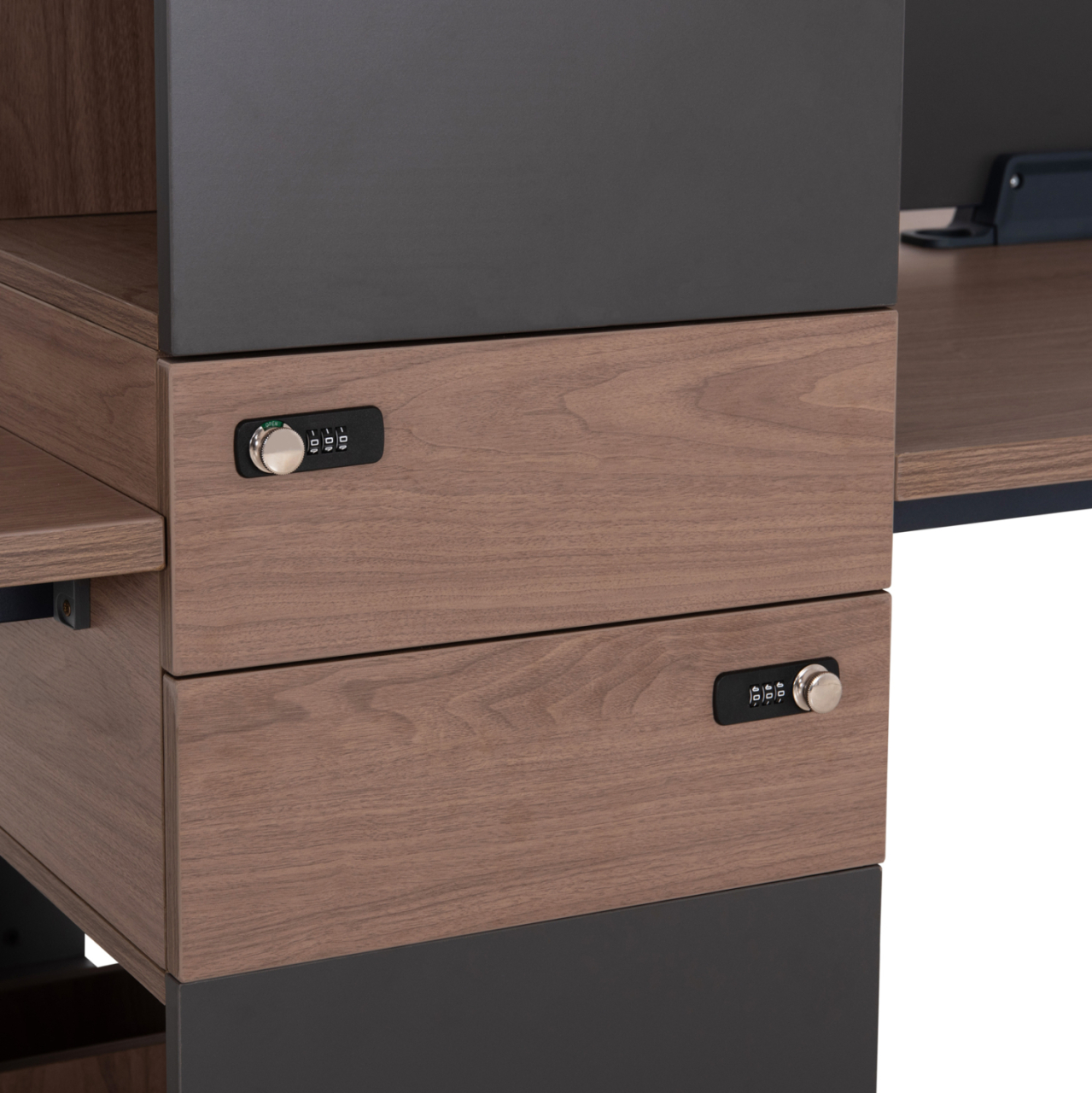 WORKSTATION 4-SEATER MAVIX HM2158 MELAMINE-METAL IN GREY/WALNUT 280x123x110Hcm. [7]