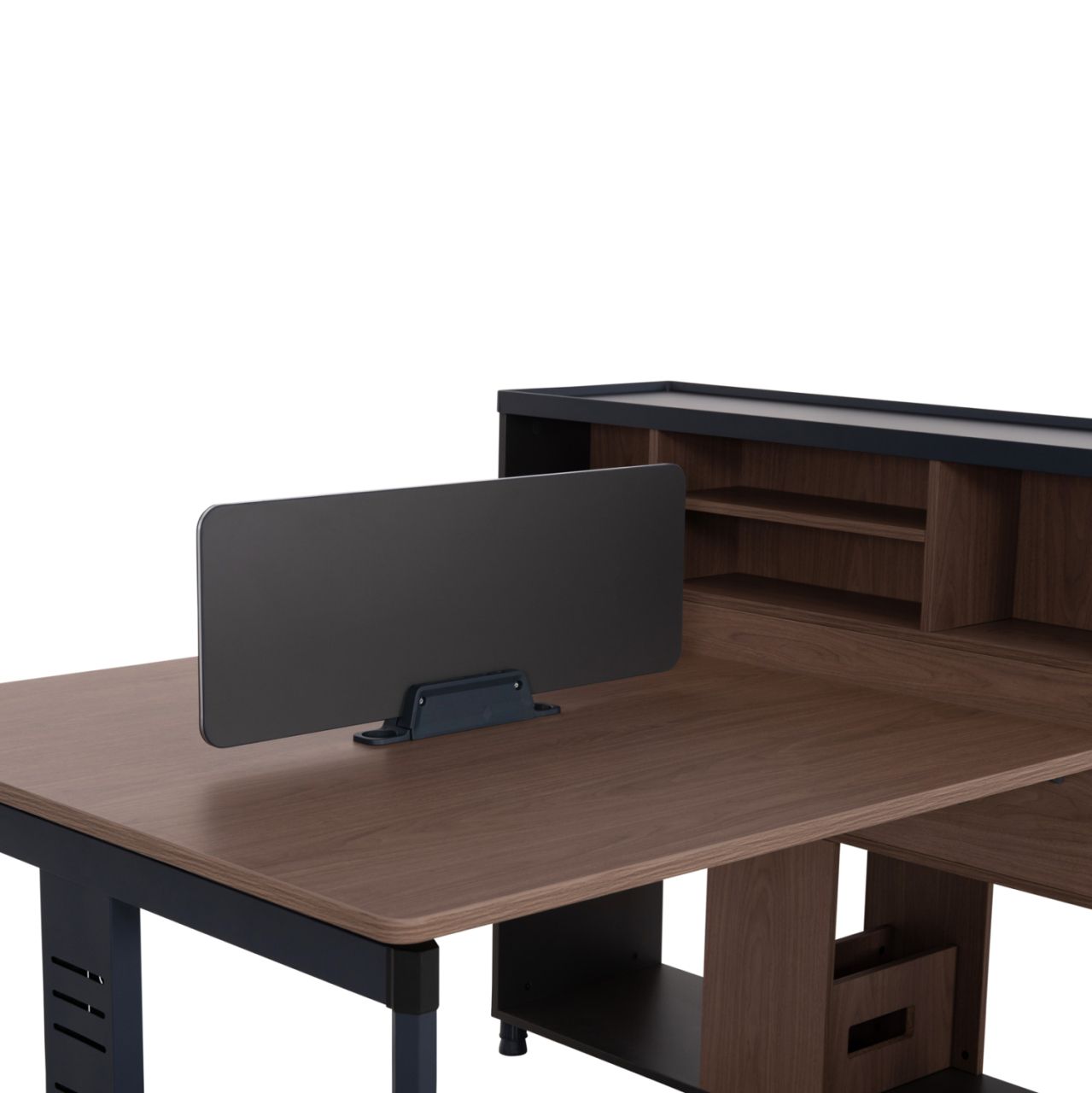 WORKSTATION 4-SEATER MAVIX HM2158 MELAMINE-METAL IN GREY/WALNUT 280x123x110Hcm. [5]