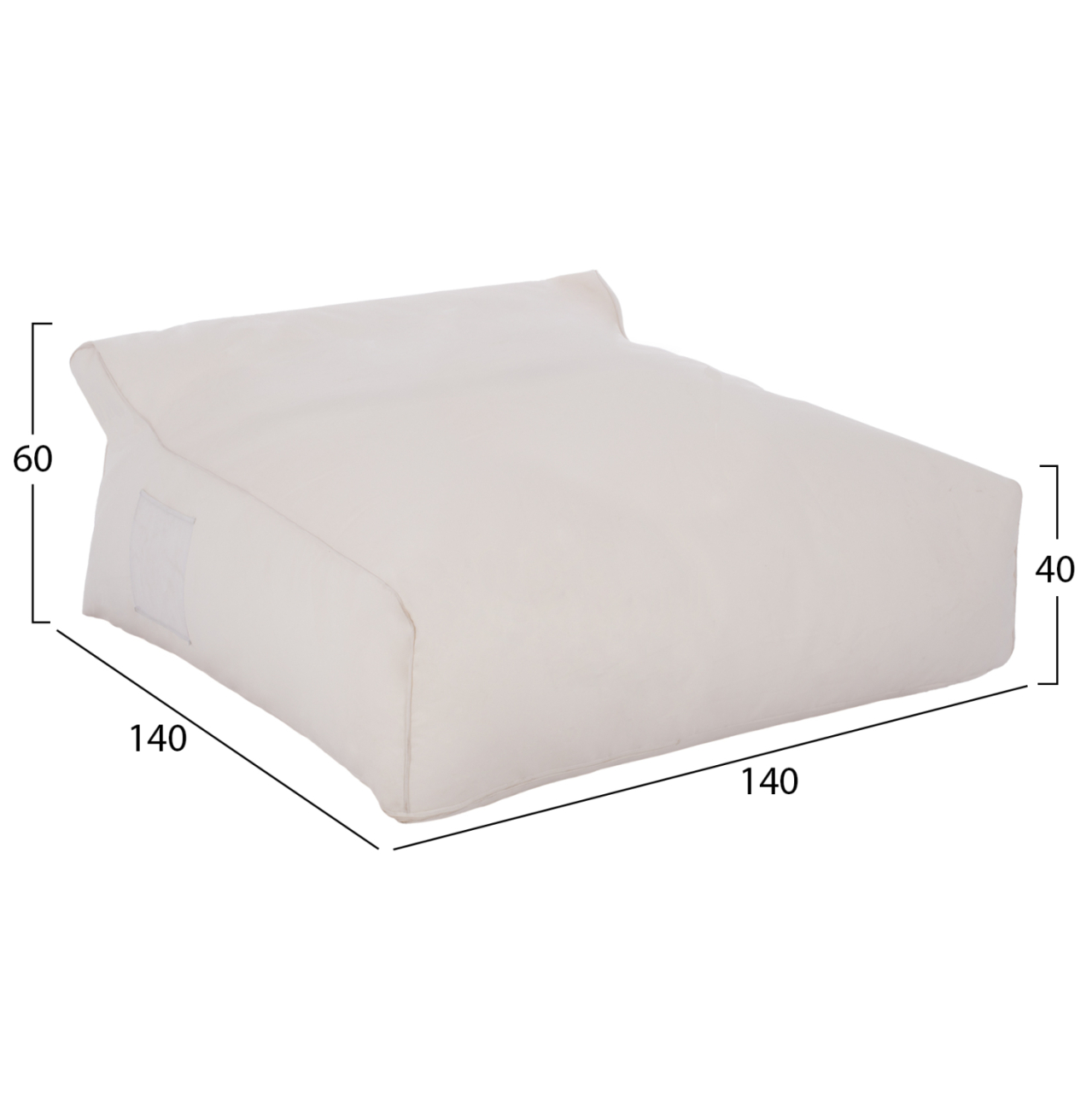 ΠΟΥΦ YAMIN 2ΑΤΟΜΩΝ ΜΕ TEXTILENE 600gr/m2 2X1 ΛΕΥΚΟ HM5773.11 140x140x40-60Υεκ. [2]