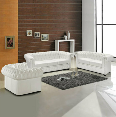 Canapele de colt - ΣΕΤ ΣΑΛΟΝΙ 2/ΘΕΣΙΟ and 3/ΘΕΣΙΟ and ΠΟΛΥΘΡΟΝΑ CHESTERFIELD ΛΕΥΚΟ ΜΑΤ
