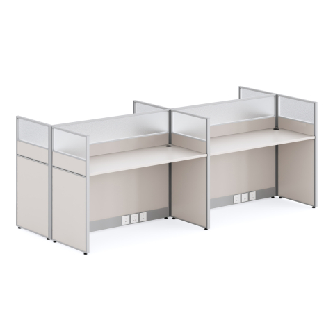 Birouri - 4-CUBICLE WORKSTATION NEWLINE HM18288 MELAMINE IN CREAM WHITE 249x123x110Hcm.