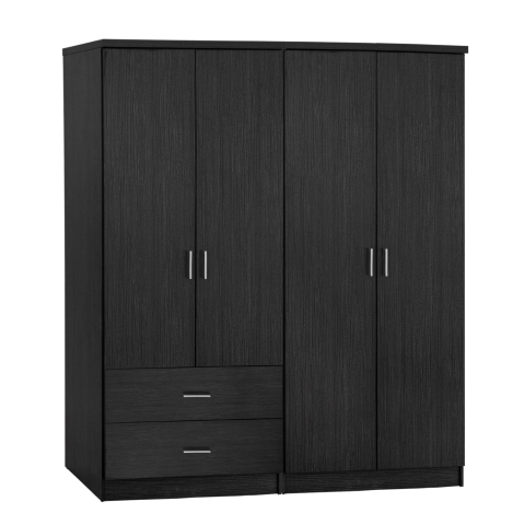 Interior - 4-LEAF WARDROBE WITH 2 DRAWERS JENNA HM11351.01 MELAMINE IN ZEBRANO 160x42x181Hcm.