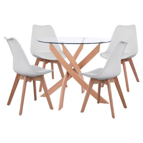 Interior - ΣΕΤ ΤΡΑΠΕΖΑΡΙΑΣ 5ΤΜΧ ΤΡΑΠΕΖΙ Φ90X74 and 4 ΚΑΡΕΚΛΕΣ VEGAS ΛΕΥΚΕΣ HM11693.01