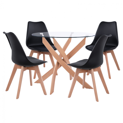 Interior - ΣΕΤ ΤΡΑΠΕΖΑΡΙΑΣ 5ΤΜΧ ΤΡΑΠΕΖΙ Φ90X74 and 4 ΚΑΡΕΚΛΕΣ VEGAS ΜΑΥΡΕΣ HM11693.02