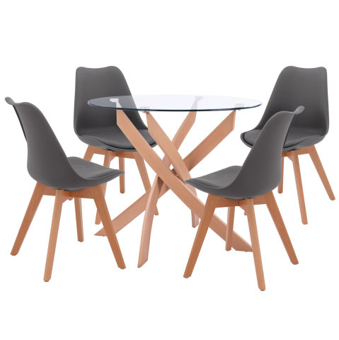 Interior - ΣΕΤ ΤΡΑΠΕΖΑΡΙΑΣ 5ΤΜΧ ΤΡΑΠΕΖΙ Φ90X74 and 4 ΚΑΡΕΚΛΕΣ VEGAS ΓΚΡΙ HM11693.10