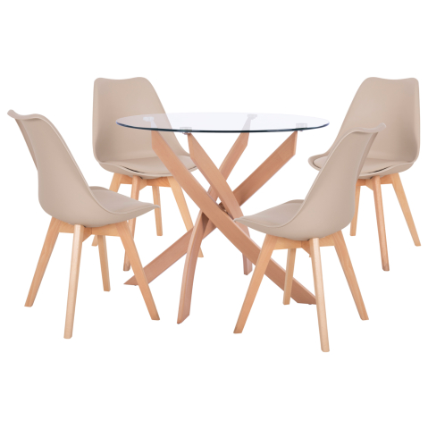 Interior - ΣΕΤ ΤΡΑΠΕΖΑΡΙΑΣ 5ΤΜΧ ΤΡΑΠΕΖΙ Φ90X74 and 4 ΚΑΡΕΚΛΕΣ VEGAS ΚΑΠΟΥΤΣΙΝΟ HM11693.25
