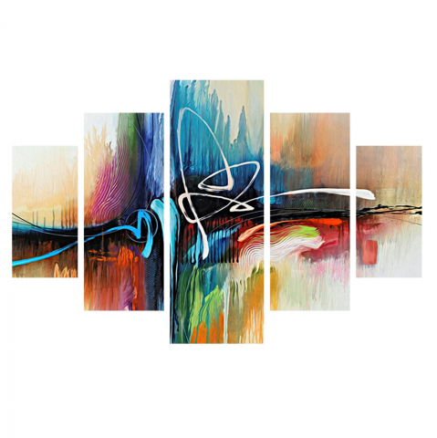 Tablouri pe panza / Canvas - 5 PCS MDF PAINTING ABSTRACT COLORS 82Χ56x3 HM7202.02