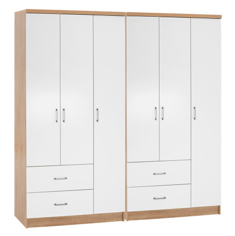 Interior - 6-LEAF WARDROBE CAESAR HM21236.02 MELAMINE IN SONAMA and WHITE 180x42,5Χ181Hcm.