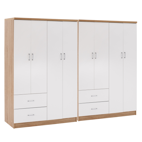 Interior - 8-LEAF WARDROBE BRIANA HM21237.02 MELAMINE IN SONAMA and WHITE 241x42,5Χ180,5Hcm.