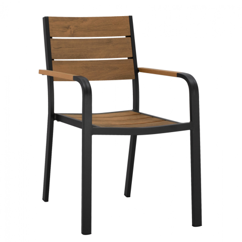 Scaune - Fotolii - Aluminum Armchair Grey with Polywood HM5127.02 55x56x85 cm.