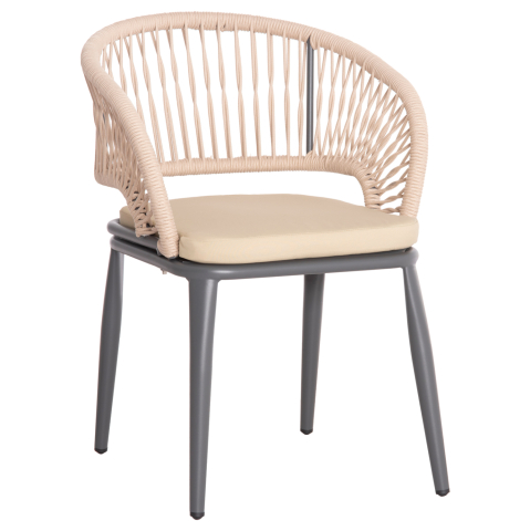 Exterior - ALUMINUM ARMCHAIR MAGNET HM6287.01 DRAK GREY FRAME-P.E.ROPE IN BEIGE 59x61x81.5Hcm.