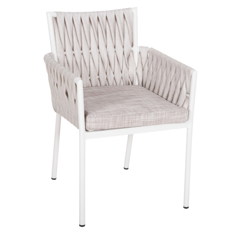 Scaune - Fotolii - ALUMINUM ARMCHAIR MARTIN HM5564.11 WHITE FRAME AND OFF-WHITE SYNTHETIC RATTAN 56x56x80Hcm.