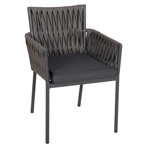 Scaune - Fotolii - ALUMINUM ARMCHAIR MARTIN HM5564.12 ANTHRACITE FRAME AND ANTHRACITE SYNTHETIC RATTAN 56x56x80Hcm.