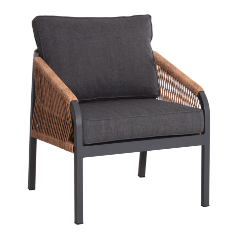 Exterior - ALUMINUM ARMCHAIR MAYBEL HM6283.01 ANTHRACITE WITH BROWN P.E.RATTAN 67x74x72-87Hcm.