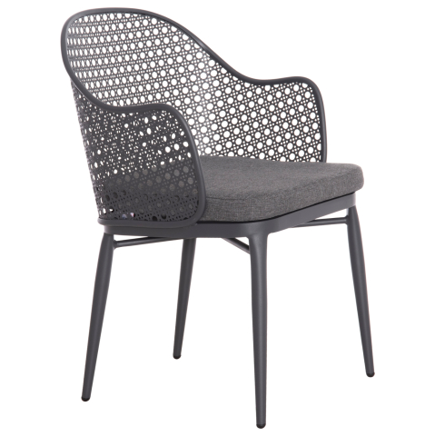 Exterior - ALUMINUM ARMCHAIR OREGO HM6268.01 FRAME AND CUSHION IN DARK GREY 56x59x81Hcm.