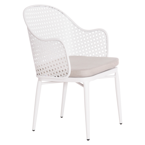 Exterior - ALUMINUM ARMCHAIR OREGO HM6268.02 WHITE-CUSHION LIGHT GREY 56x59x81Hcm.