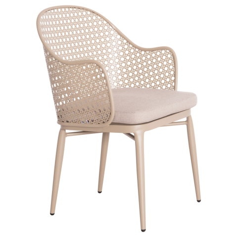 Exterior - ALUMINUM ARMCHAIR OREGO HM6268.03 CAPPUCCINO-CUSHION BEIGE 58x55x83Hcm.