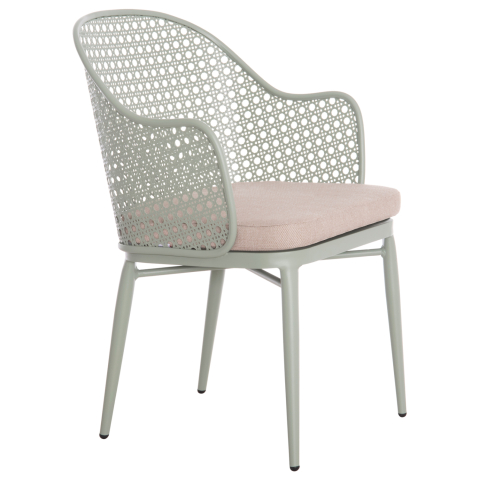 Scaune - Fotolii - ALUMINUM ARMCHAIR OREGO HM6268.06 PISTACHIO GREEN-CUSHION BEIGE 56x59x81Hcm.