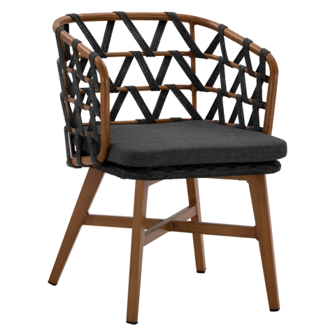 Exterior - ALUMINUM ARMCHAIR RICKO HM5782.11 WITH WIDE GREY STRAPS 58x59x78 cm.