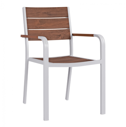 Scaune - Fotolii - Aluminum Armchair White and Polywood HM5127.01 55x56x85 cm