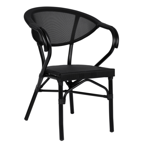 Scaune - Fotolii - Aluminum Armchiar Bamboo Look Black with textline HM5025.02 59x60x82 cm