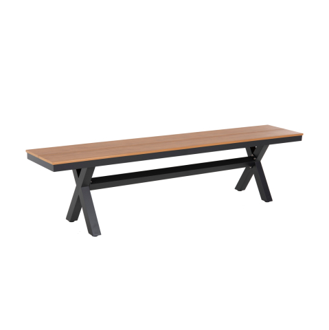 Banci - ALUMINUM BENCH TAWNEE HM6040.01 ANTHRACITE- POLYWOOD SEAT IN NATURAL WOOD COLOR 220x36x44,5Hcm.