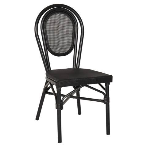 Scaune - Fotolii - Aluminum Chair Bamboo Look Black with Textline 45x57x88cm HM5052