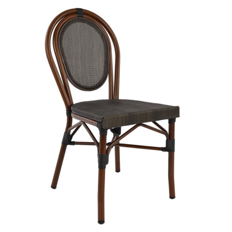 Scaune - Fotolii - Aluminum Chair Bamboo Look Brown with Textline 40,5x56,5x89,5 cm HM5026