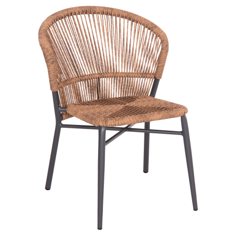 Scaune - Fotolii - ALUMINUM CHAIR LYNN HM6267.01 ANTHRACITE FRAME-P.E. RATTAN IN NATURAL COLOR 57x61x79Hcm.