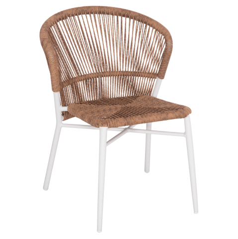 Exterior - ALUMINUM CHAIR LYNN HM6267.02 WHITE FRAME-P.E. RATTAN IN NATURAL COLOR 57x61x79Hcm.